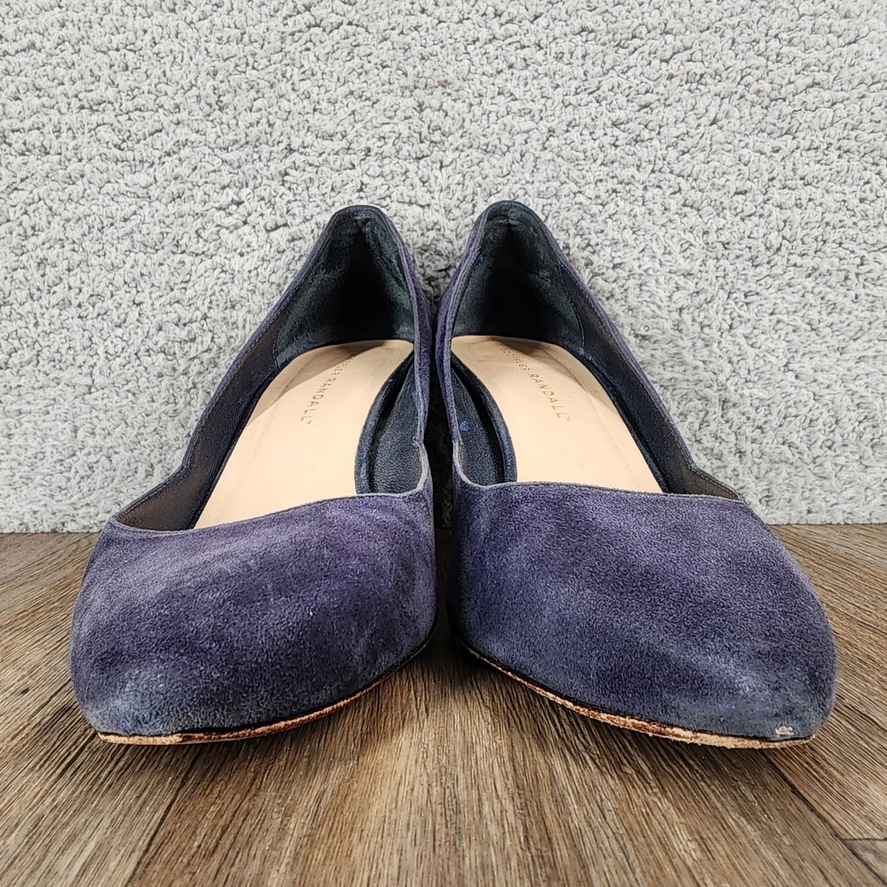 Loeffler‎ Randall 8.5 Blue Suede Pointed Toe Heels Pumps Classic Dress Shoes - Picture 2 of 11